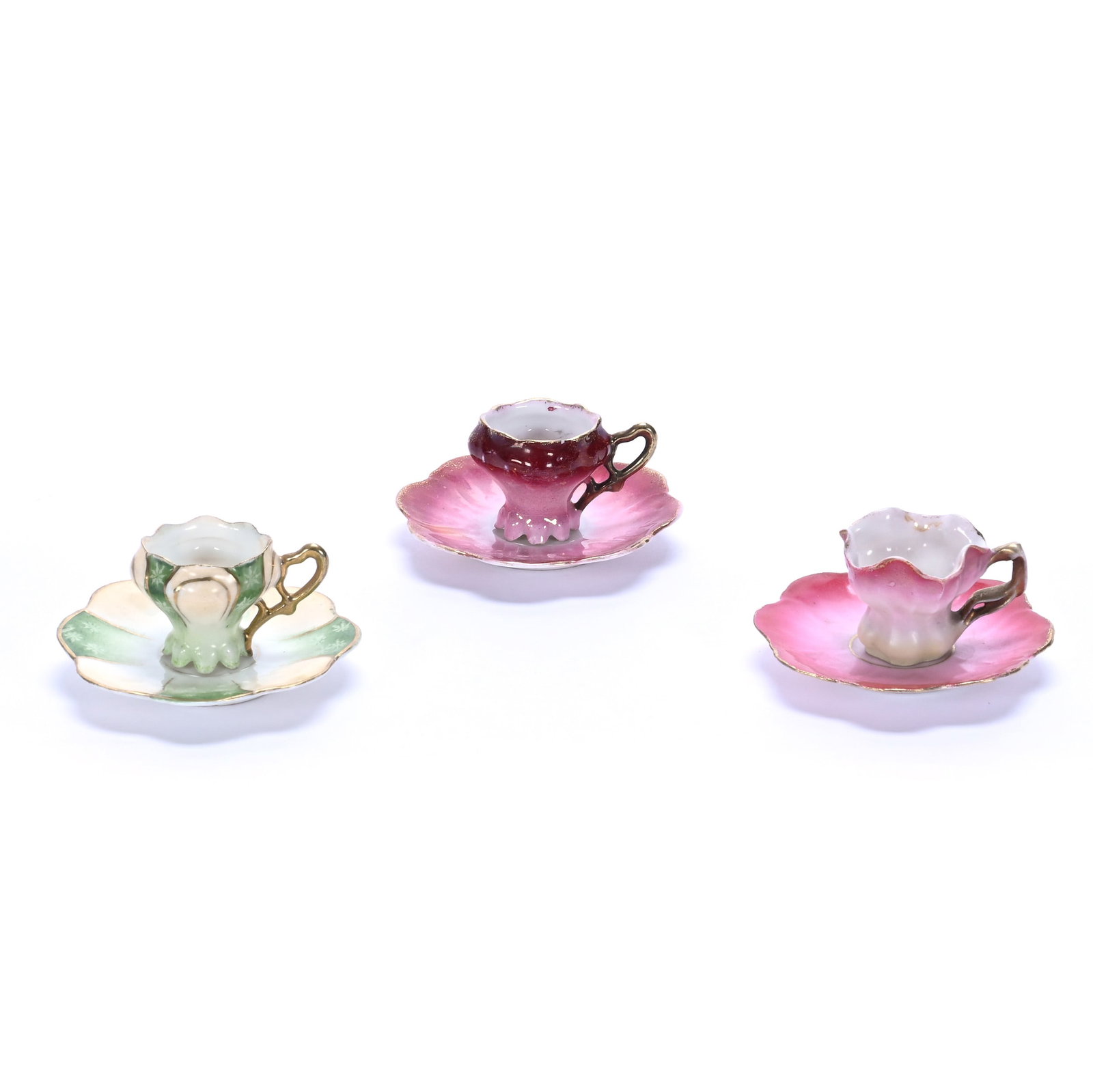 (3) Miniature Cups And Saucers, Unmarked R.S. Prussia (1 of 4)