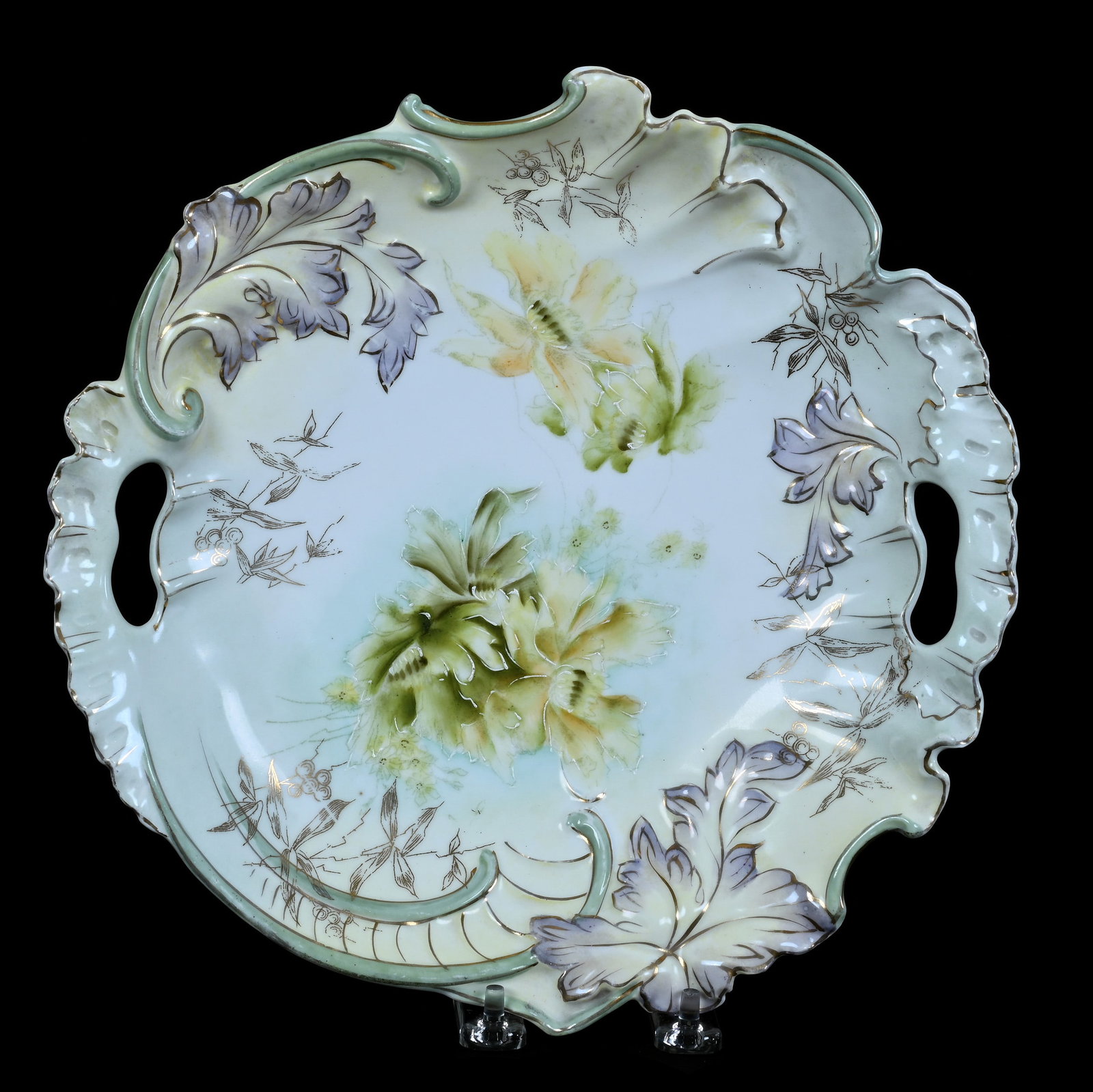 Two Handled Cake Plate, Unmarked Early Prussia (1 of 2)