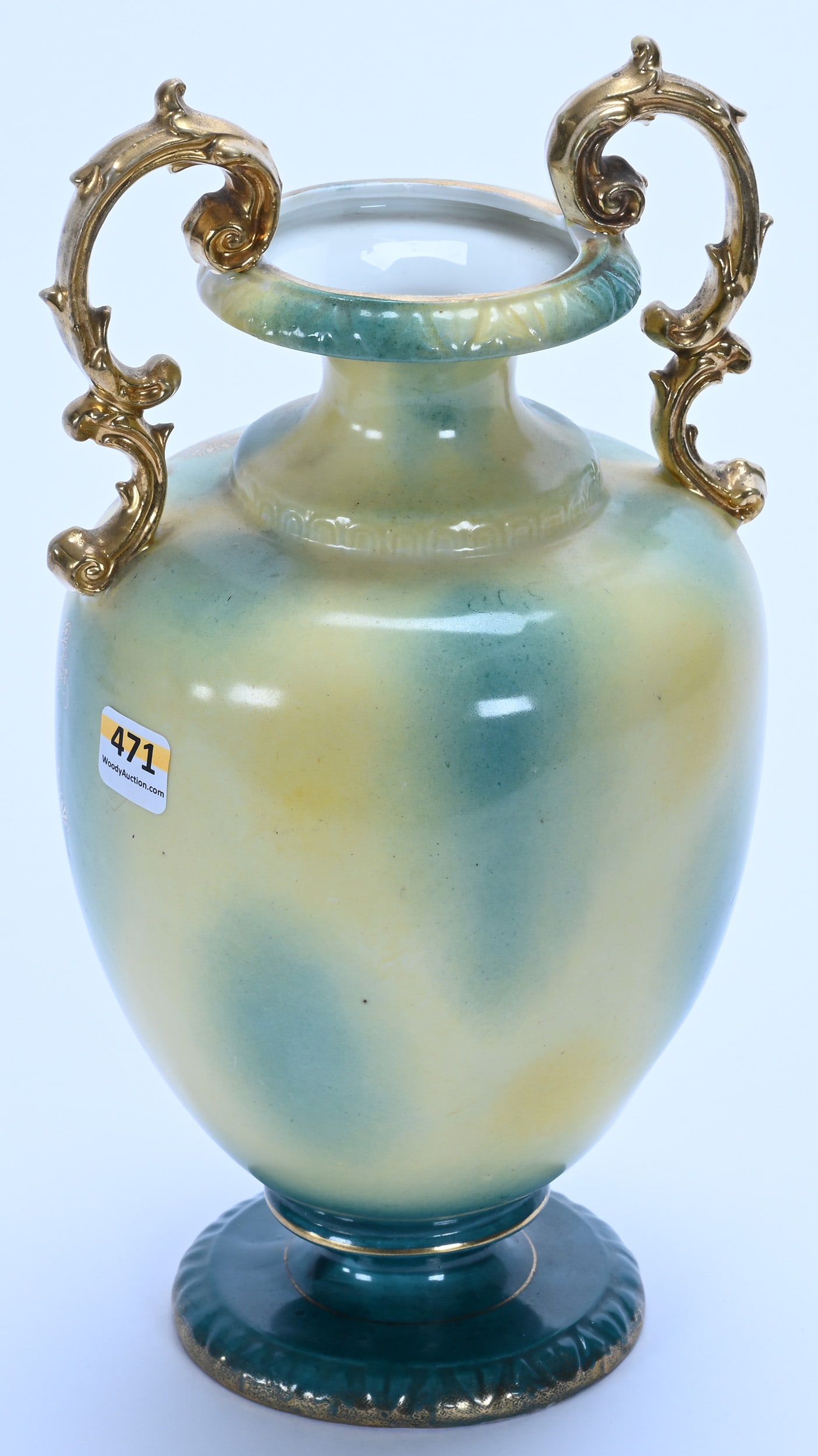 Pedestal Two Handled Vase, Marked E. S. Germany - 2