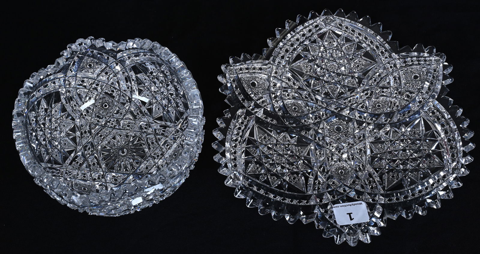 Finger Bowl & Underplate, American Brilliant Cut Glass, Signed Libbey Snow Crystal Pattern - 2