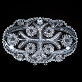 Ice Cream Tray, American Brilliant Cut Glass, Signed Libbey