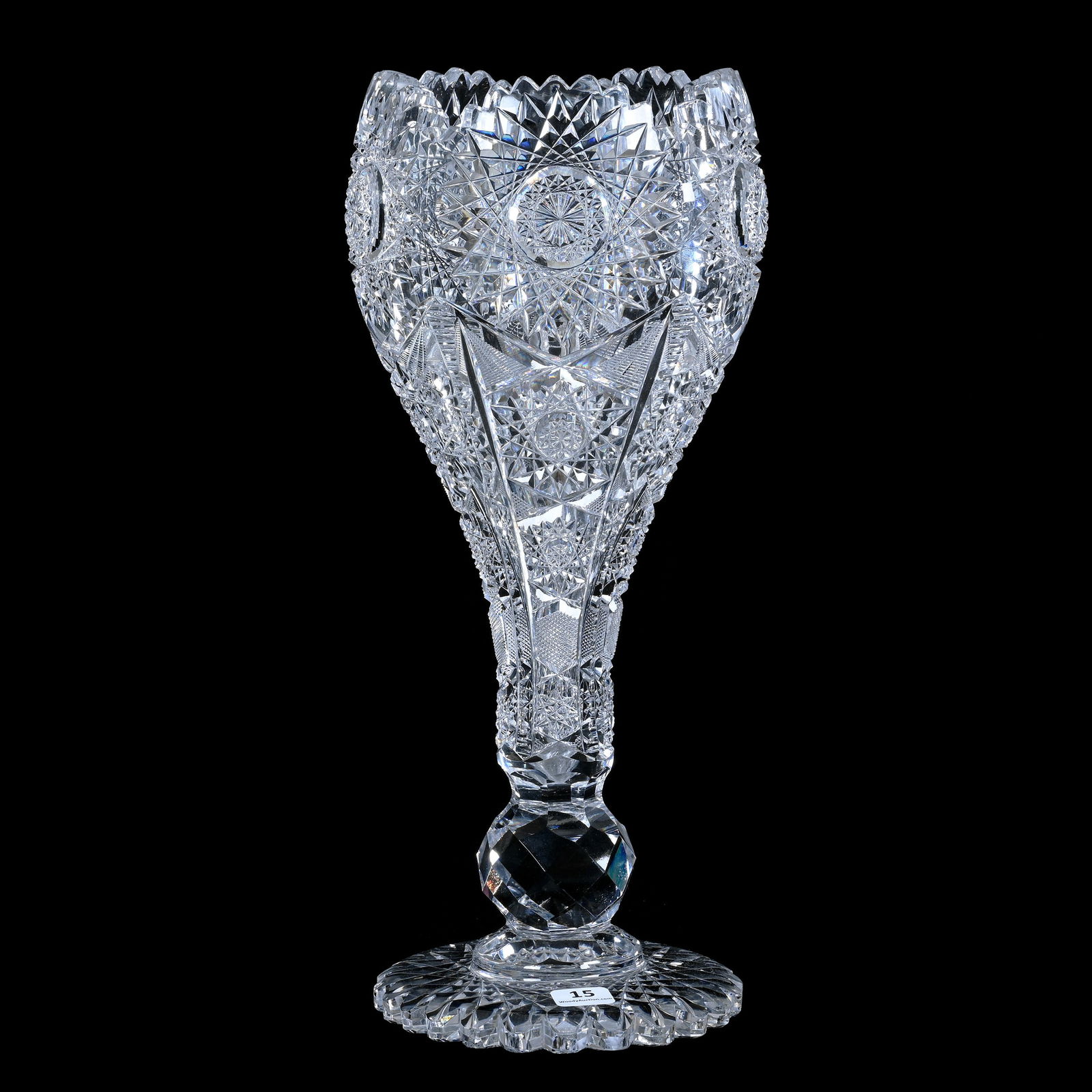 Chalice Vase, American Brilliant Cut Glass, Norway Pattern By Kelly & Steinman (1 of 3)