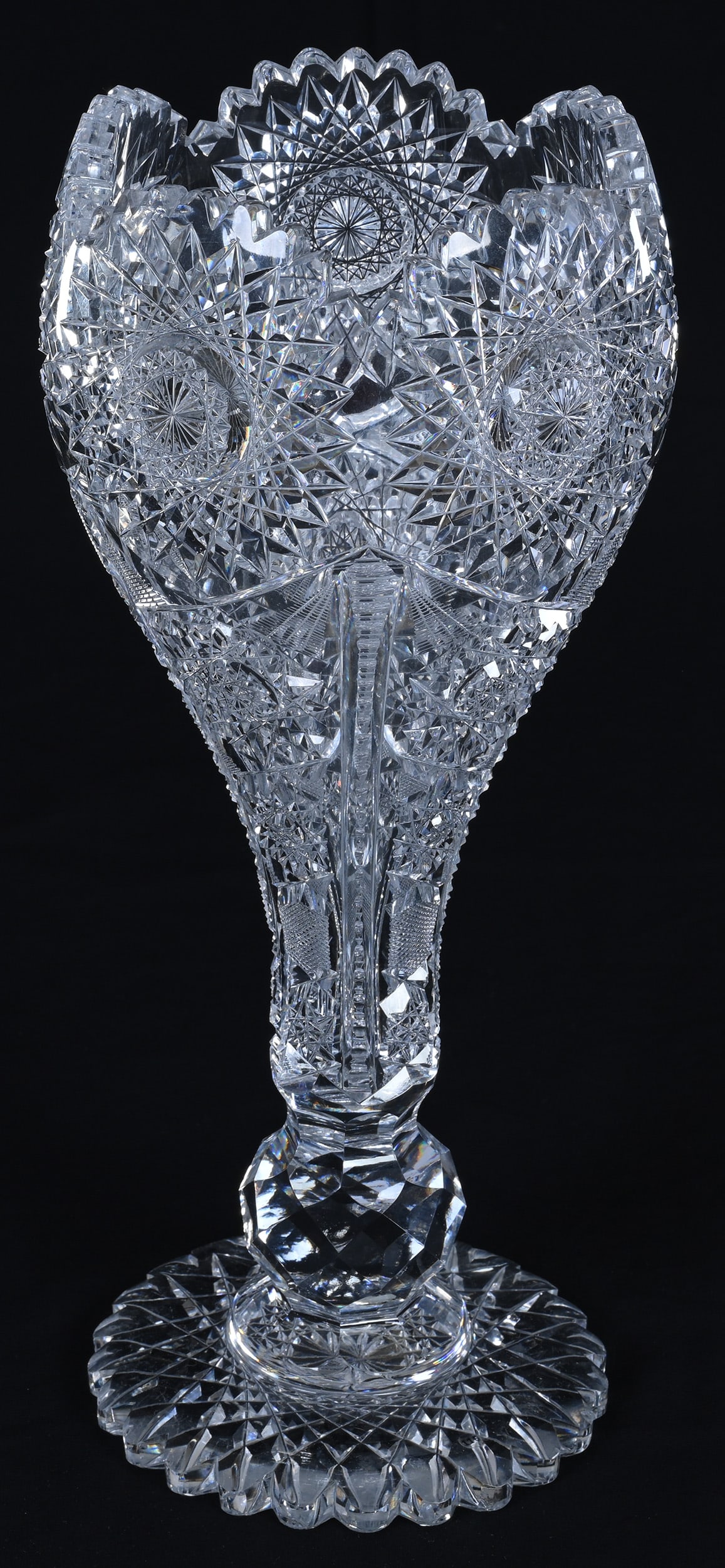 Chalice Vase, American Brilliant Cut Glass, Norway Pattern By Kelly & Steinman - 2