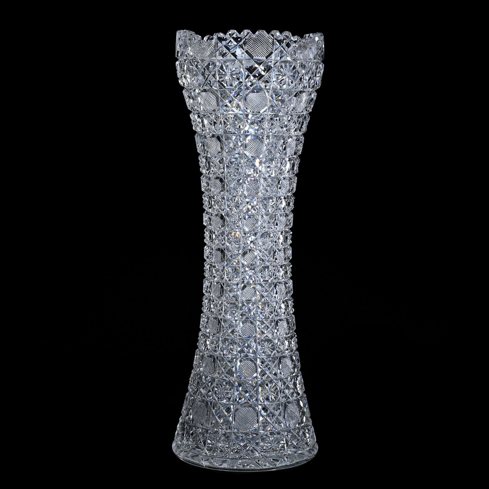 Vase, American Brilliant Cut Glass, India Pattern By Bergen (1 of 3)