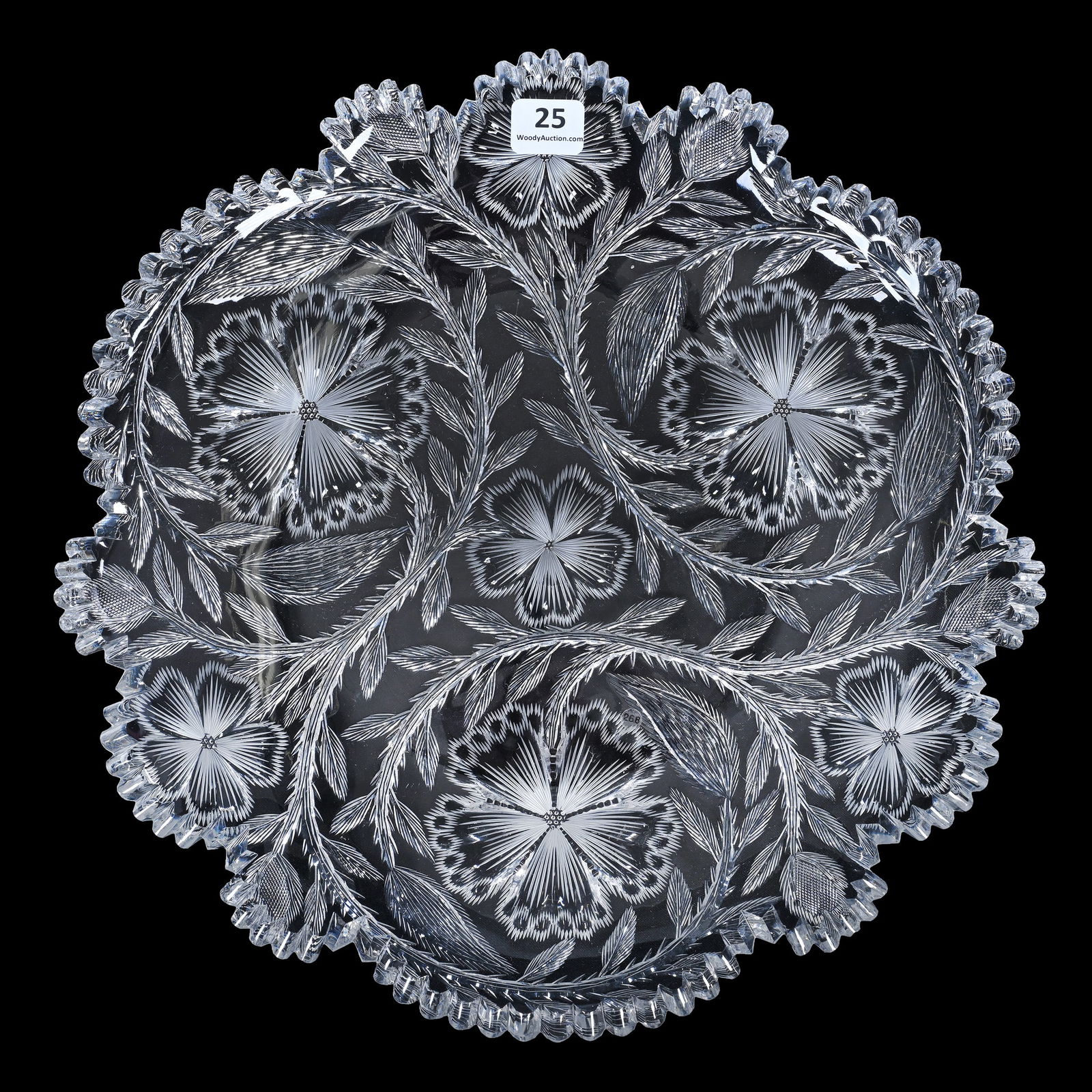 Tray, American Brilliant Cut Glass, Bubble Flower Pattern Designed By W. C. Anderson: Tray, American Brilliant Cut Glass, Bubble Flower Pattern Designed By W.C. Anderson, 1.25 x 11.75 x 11.75 Inches, Rim Chips, 5 Pounds, Judy Ratcliffe Collection, Florida.