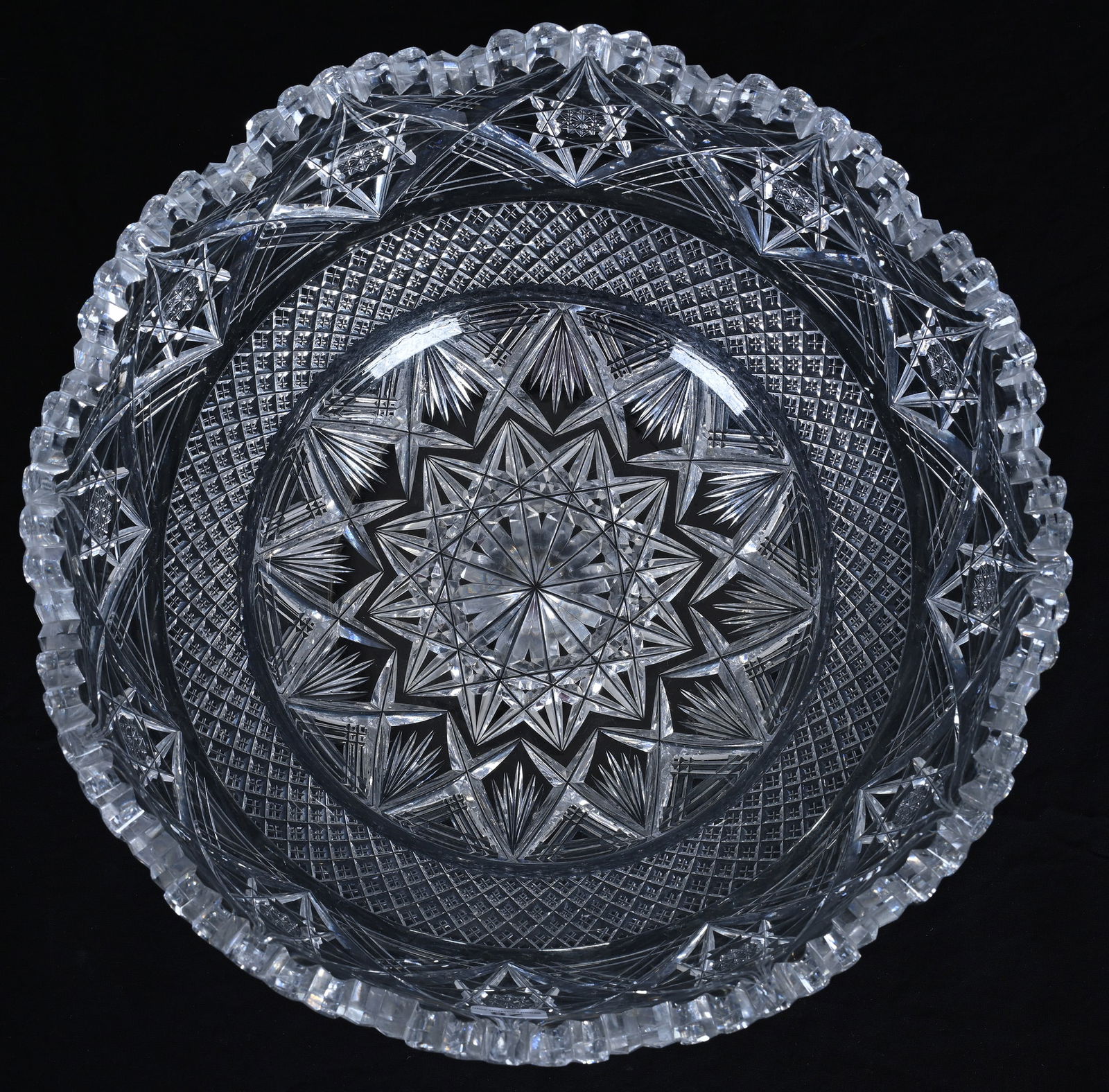 One Piece Punch Bowl, American Brilliant Cut Glass, Attributed To J. Hoare - 2