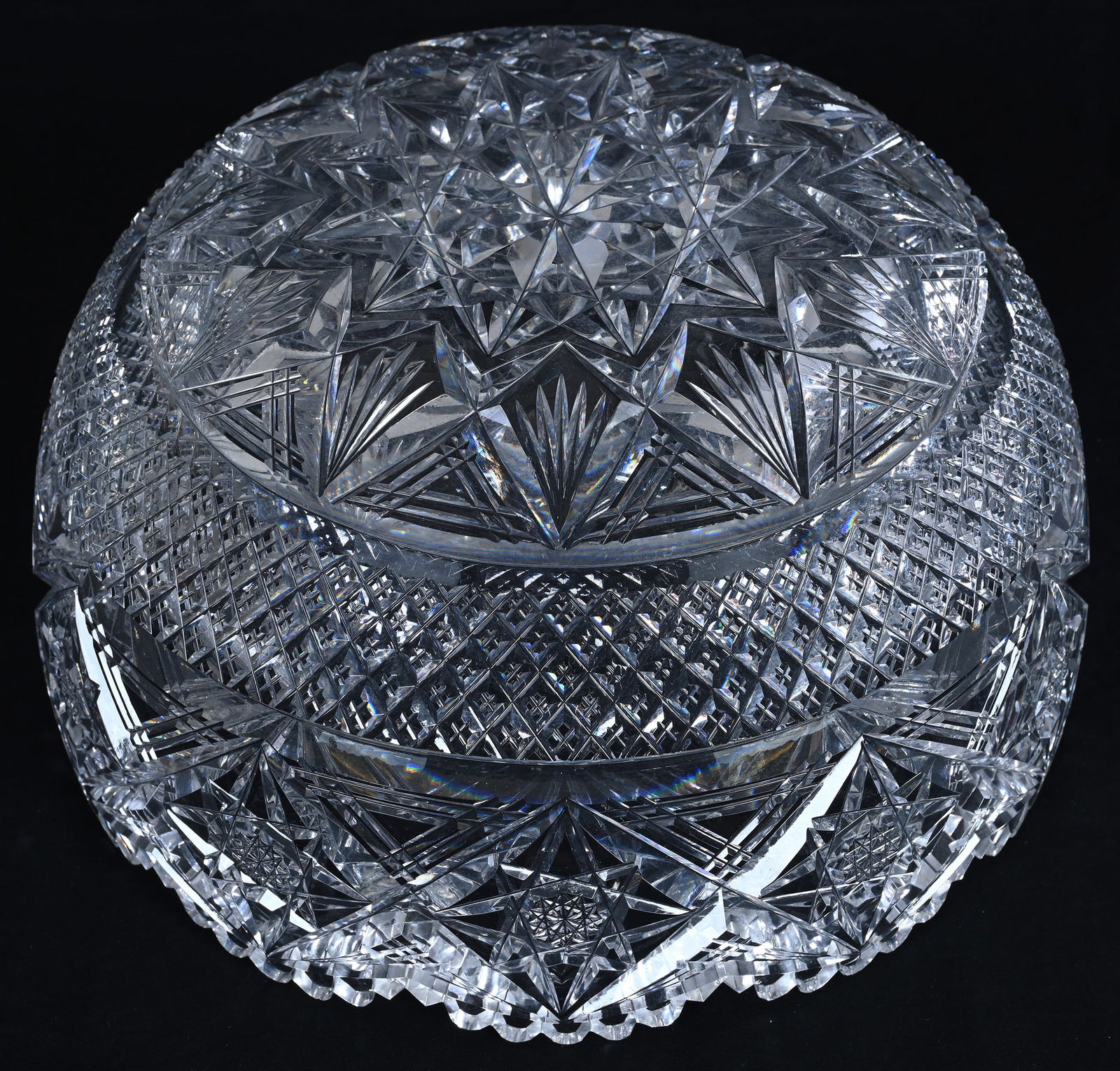 One Piece Punch Bowl, American Brilliant Cut Glass, Attributed To J. Hoare - 3