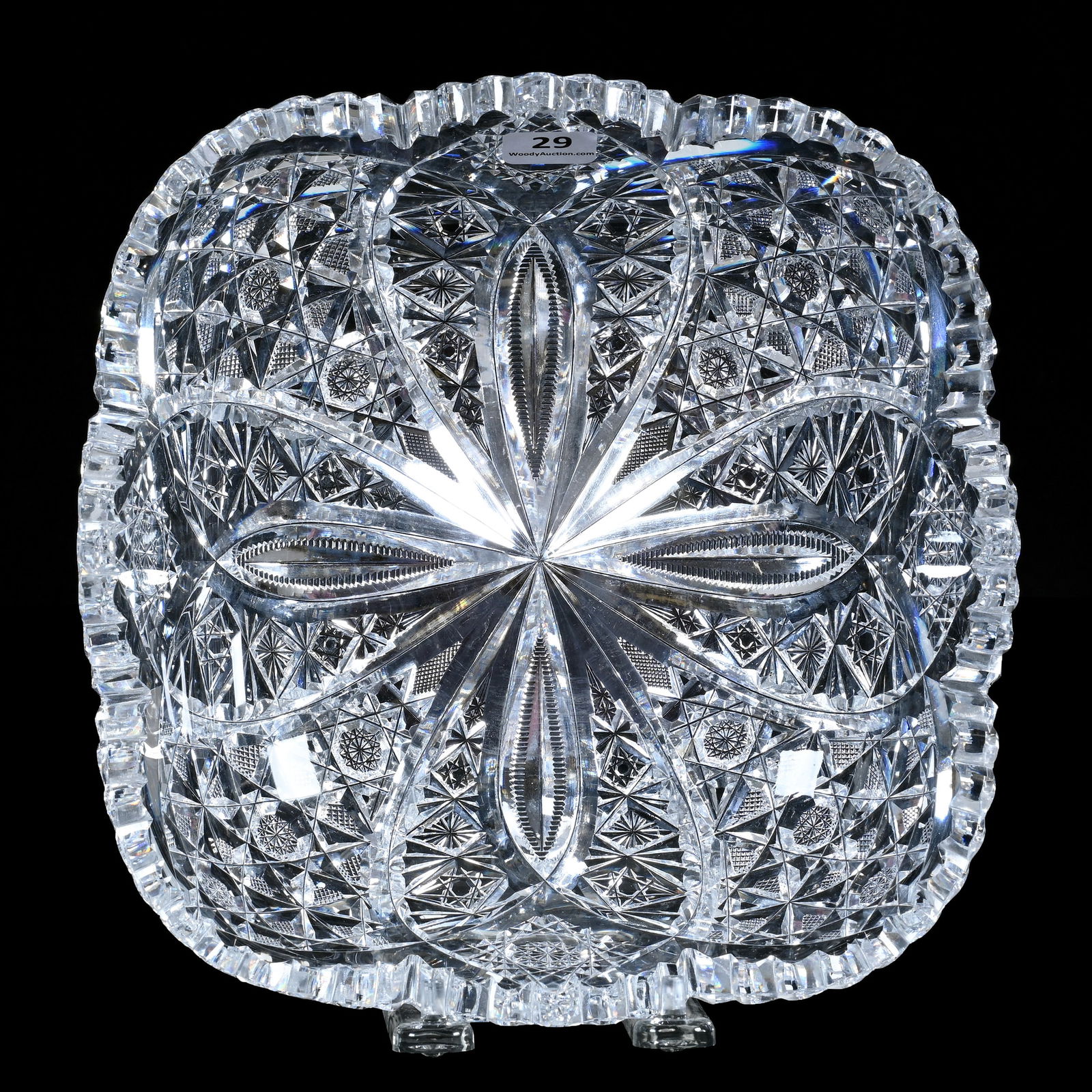 Square Bowl, American Brilliant Cut Glass, Signed Hawkes, Cairo Variation (1 of 4)