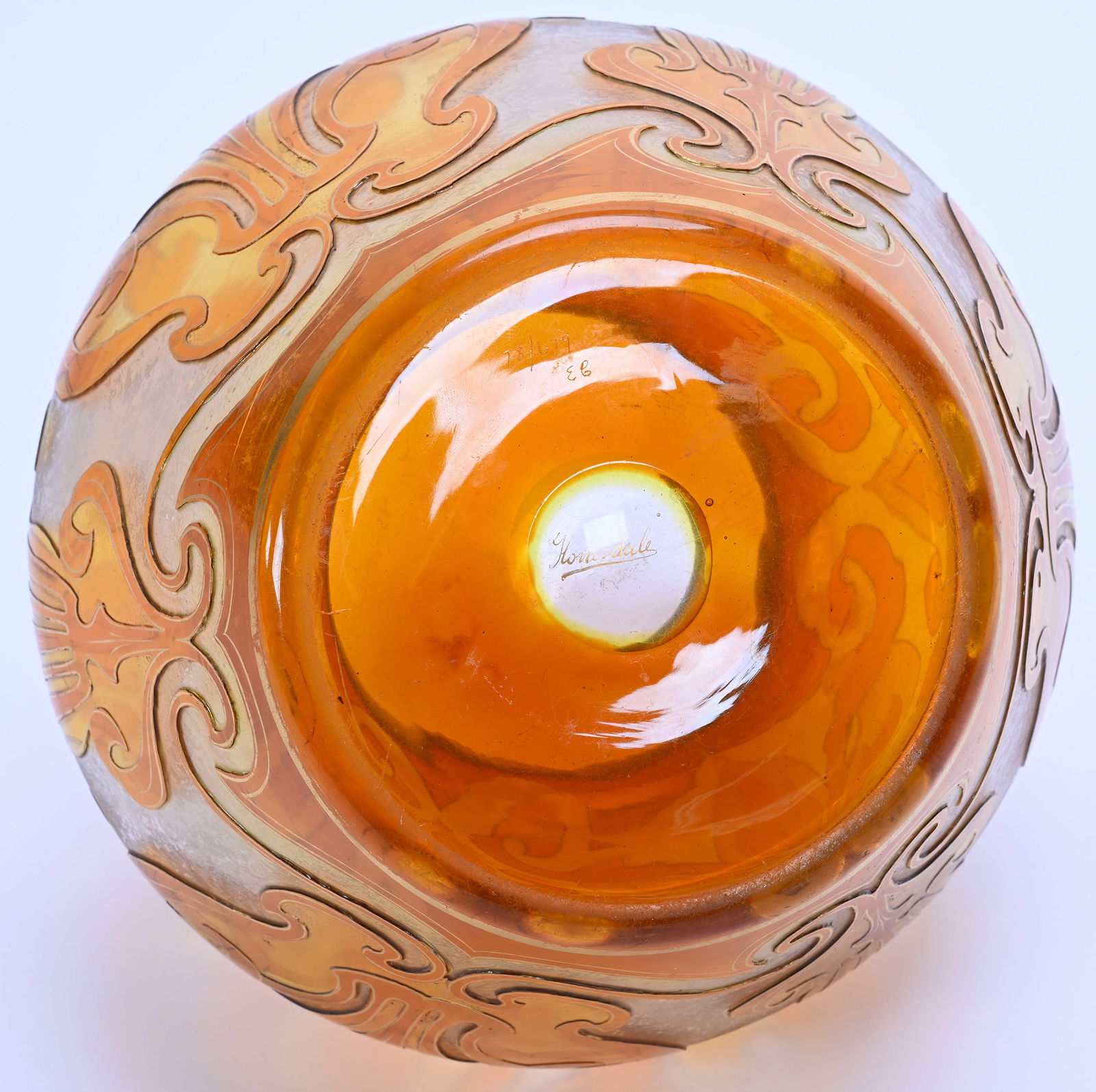 Vase Signed Honesdale By Dorflinger, Apricot Cut To Yellow Acid Cameo Cut To Clear - 3