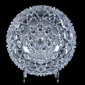 Bowl, American Brilliant Cut Glass, Fully Cut Nailhead Diamond, Crosscutting And Fan Motif