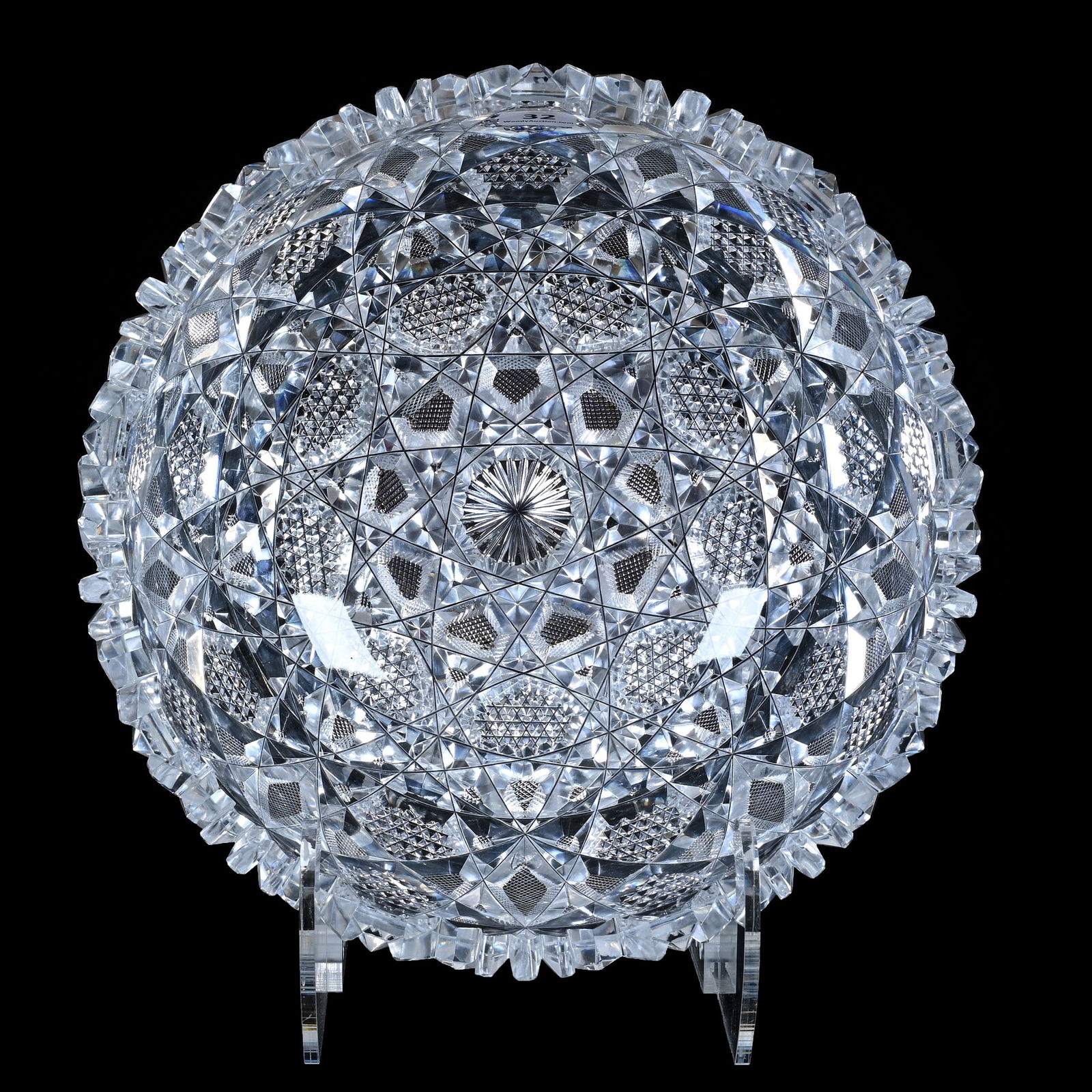 Bowl, American Brilliant Cut Glass, Fully Cut Nailhead Diamond, Crosscutting And Fan Motif (1 of 6)