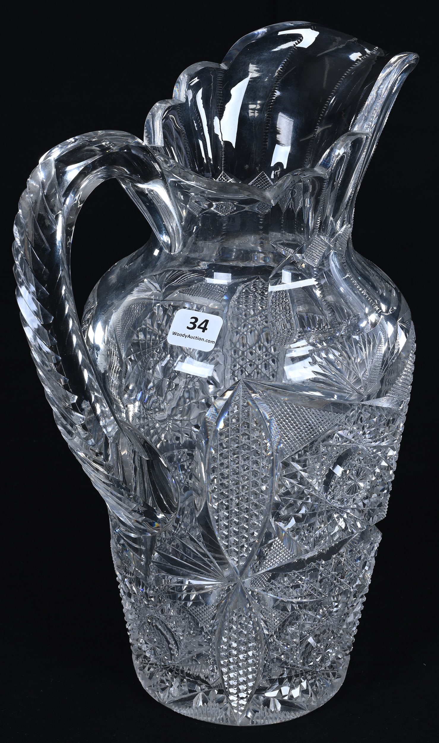 Large Tankard, American Brilliant Cut Glass - 2