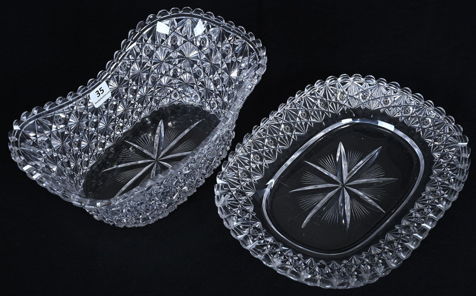 Salad Set, Two Piece, American Brilliant Cut Glass, Briante Pattern By Dorflinger - 2