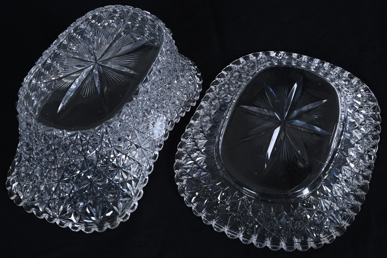 Salad Set, Two Piece, American Brilliant Cut Glass, Briante Pattern By Dorflinger - 3