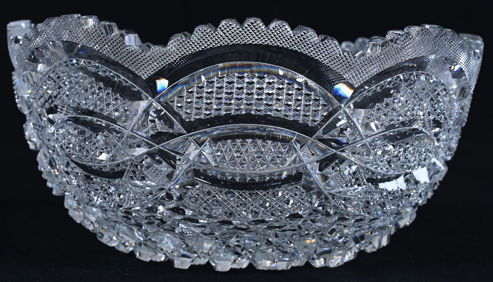 Bowl, American Brilliant Cut Glass, Rainbow Pattern By Central Cut Glass - 2