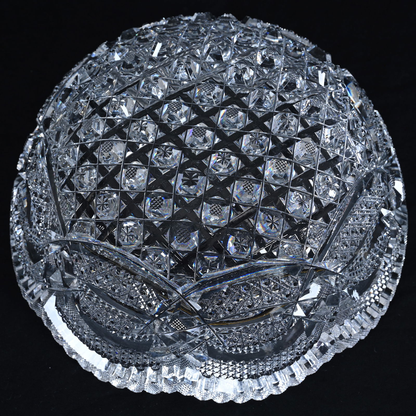 Bowl, American Brilliant Cut Glass, Rainbow Pattern By Central Cut Glass - 3