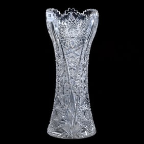 Vase, American Brilliant Cut Glass, St. Paul Pattern By Shotton Cut Glass