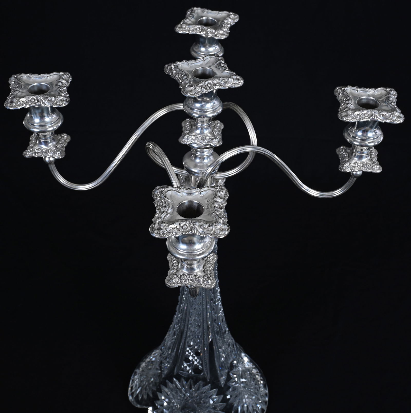 Candelabra, Five Arm, American Brilliant Cut Glass, Gloria Pattern By Dorflinger - 2