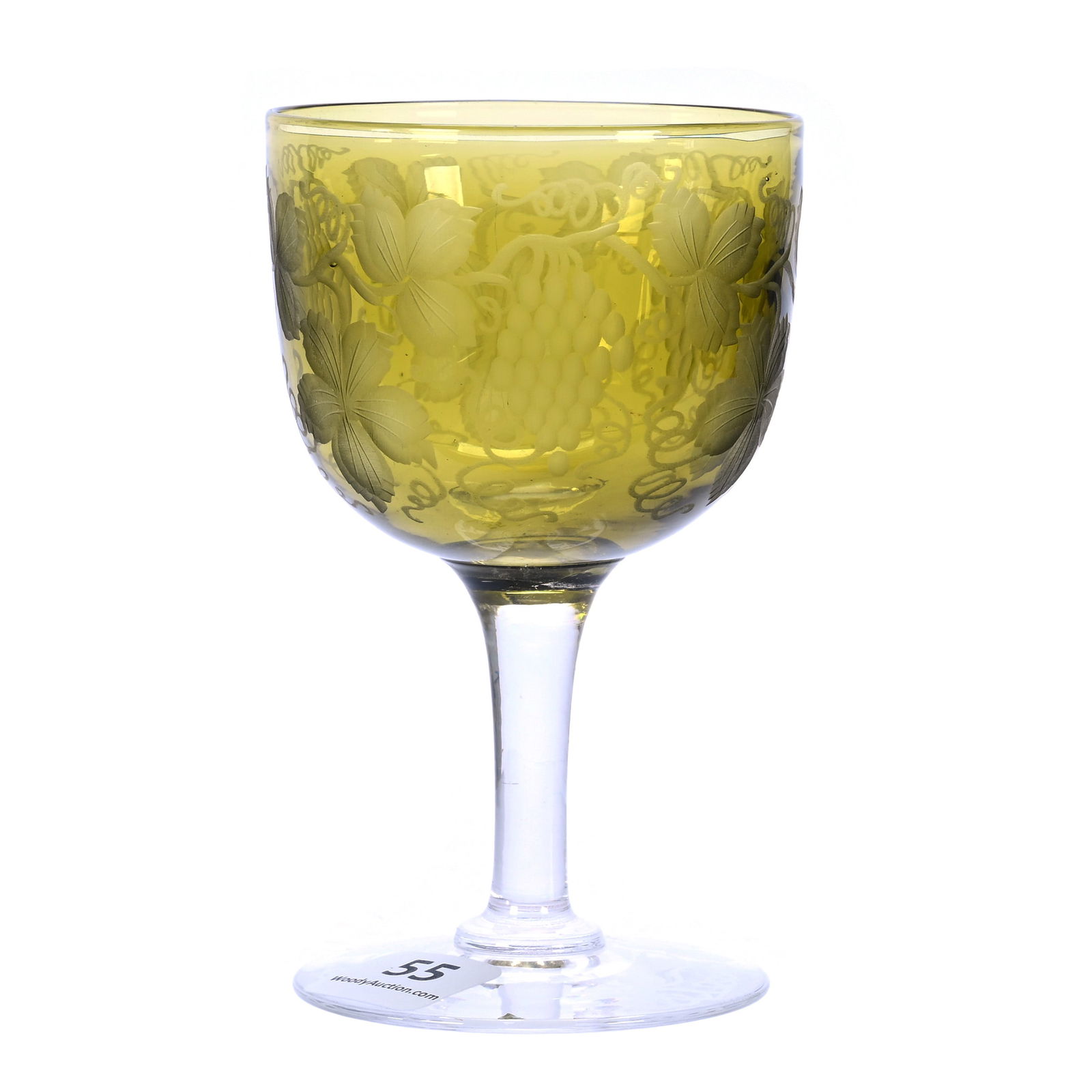 Wine Stem, ABCG, Signed Hawkes, Green Cased Bowl With Engraved Vintage Decor (1 of 3)