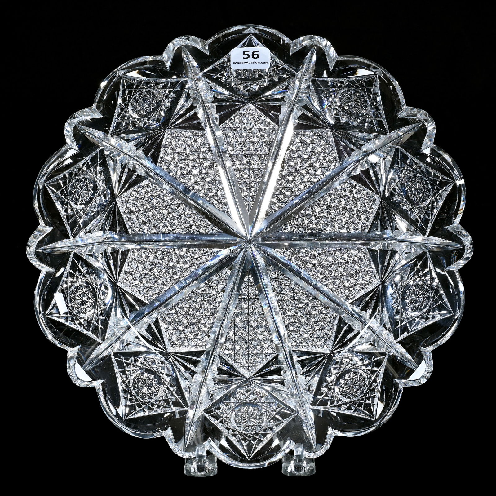 Round Tray, American Brilliant Cut Glass, Signed Hawkes Napoleon Pattern (1 of 2)