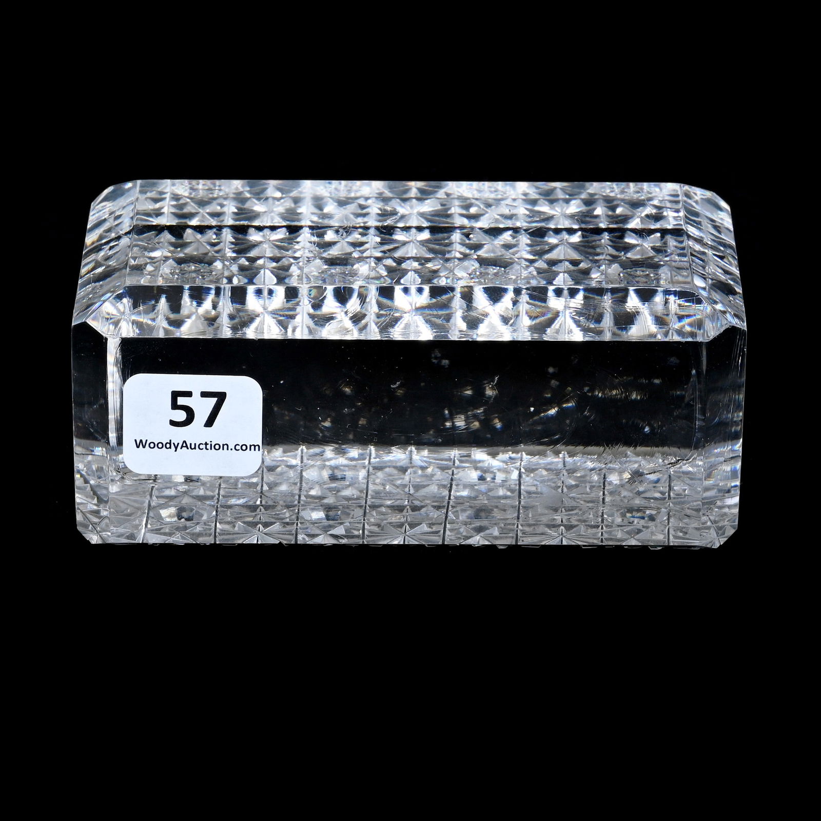 Paperweight, American Brilliant Cut Glass, Russian Cut Base, Beveled Edges (1 of 2)