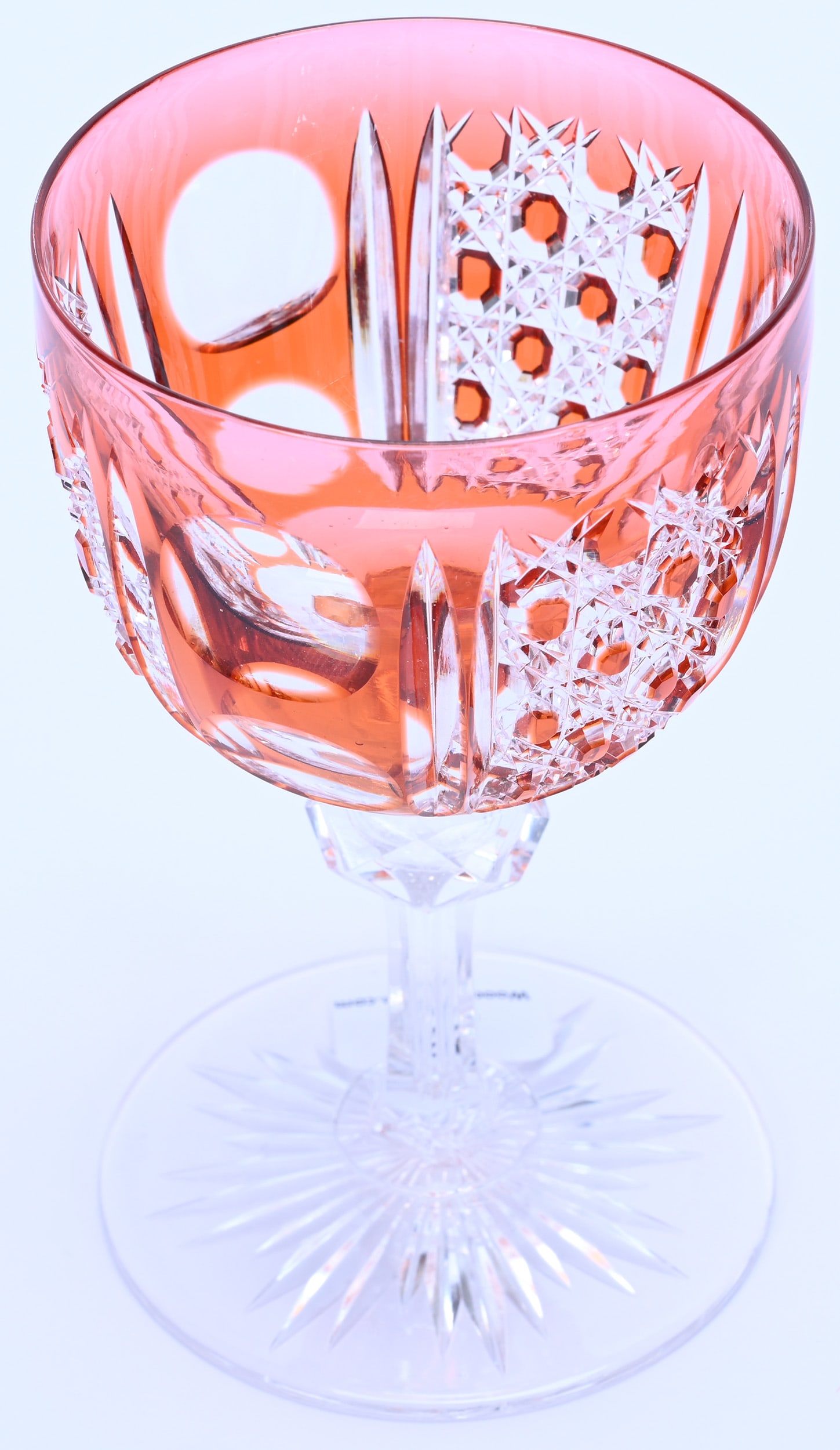 Wine Stem, American Brilliant Cut Glass, Tangerine Cut To Clear Montrose Pattern By Dorflinger - 2