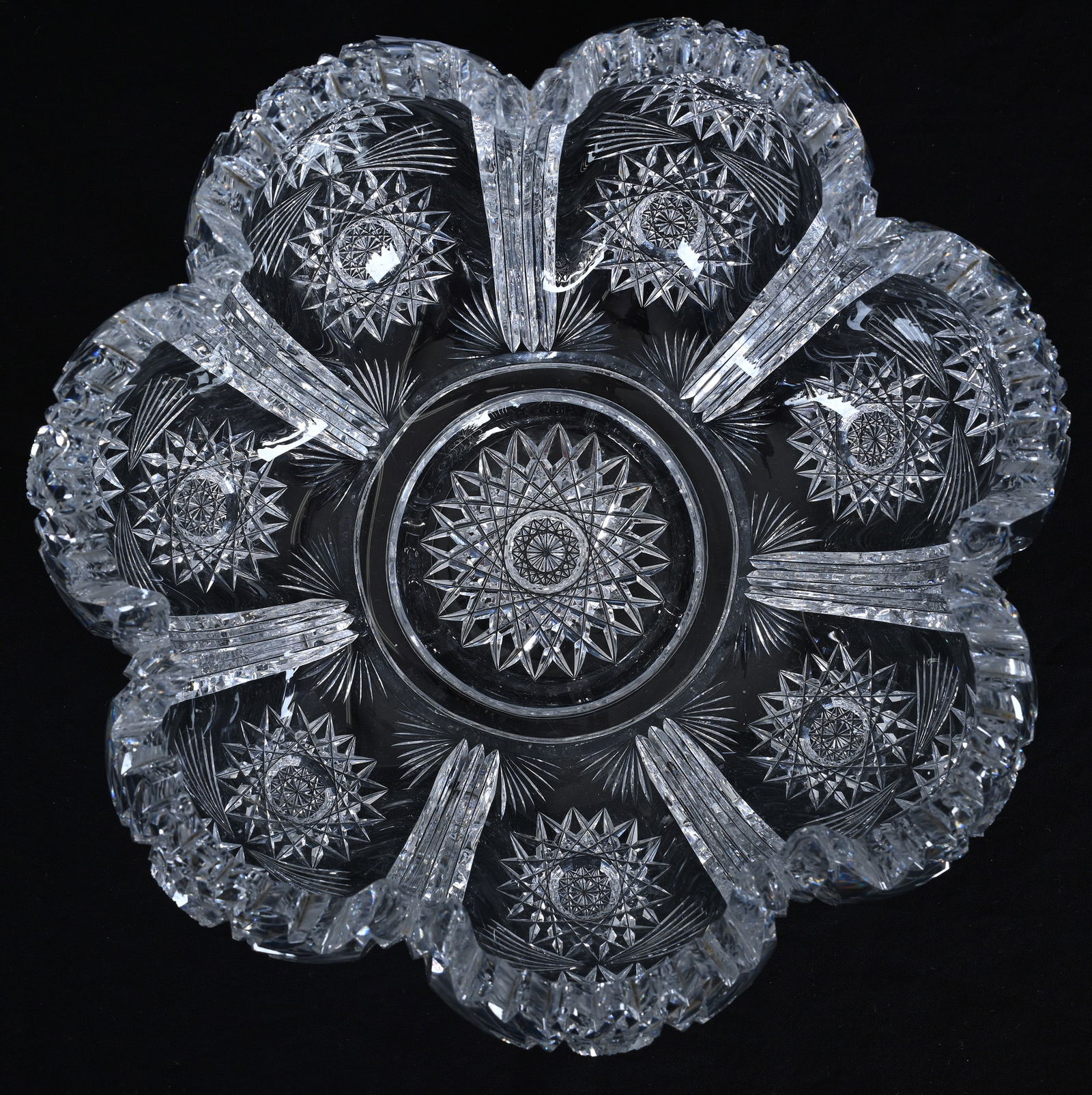 Bowl, Blown Mold, American Brilliant Cut Glass, Signed Hawkes - 2