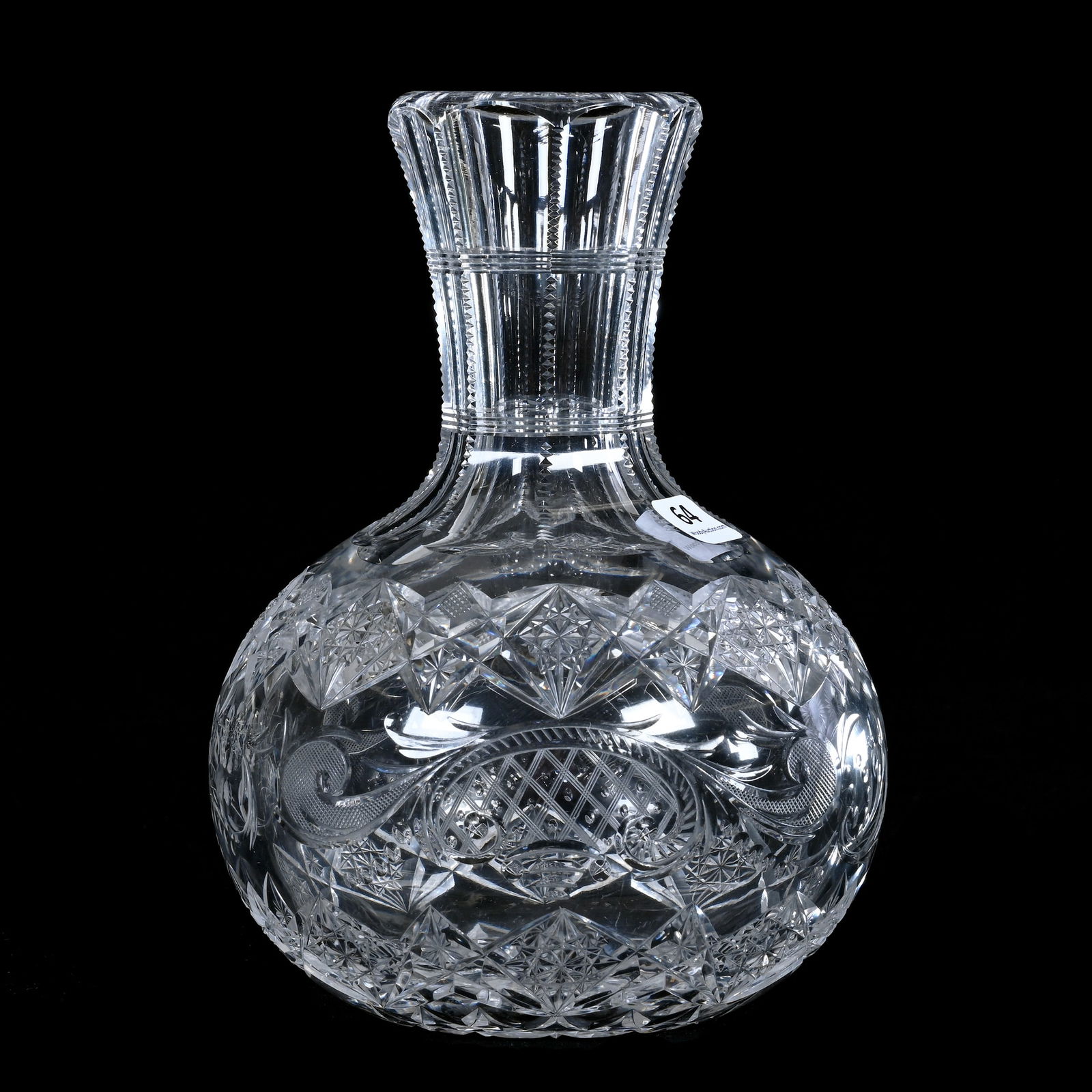 Water Carafe, ABCG, Geometric Borders W/ Finely Engraved Floral & Scroll Design - Unusual And Nice! (1 of 3)