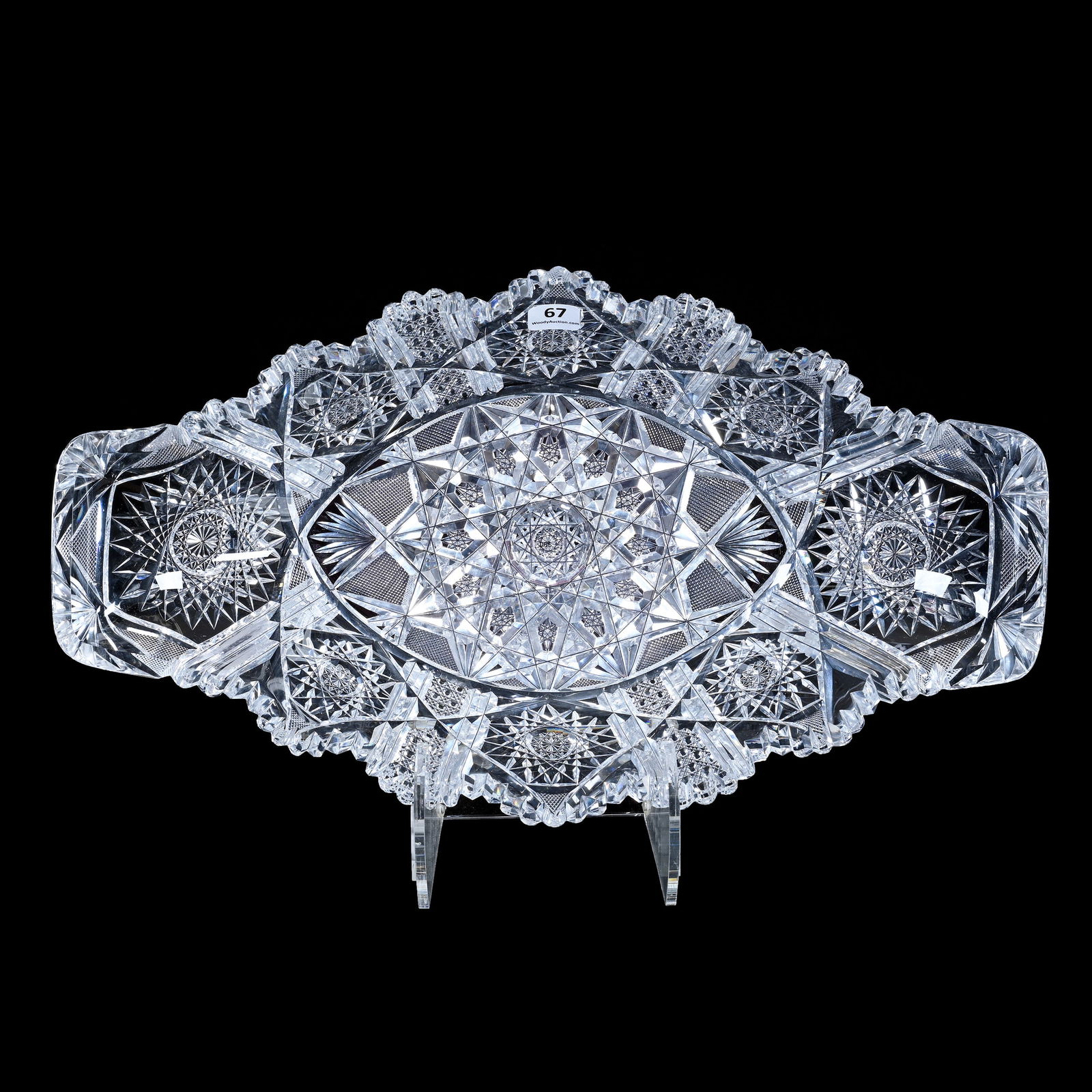 Fishtail Ice Cream Tray, ABCG, Hobstar Center W/ Hobstar, Cane, Miter & Fan Border (1 of 2)