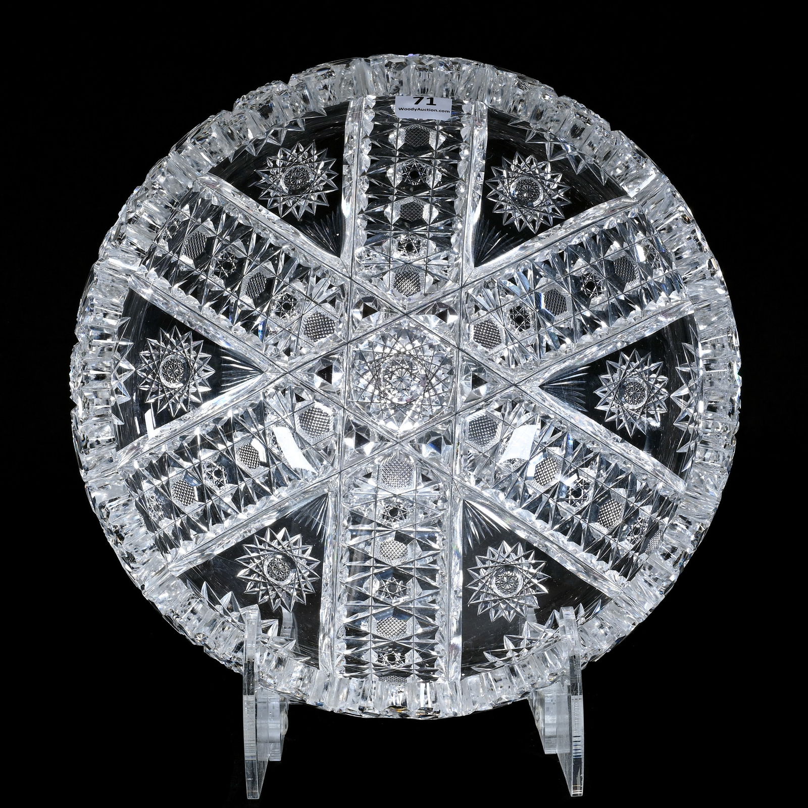 Rolled Rim Serving Bowl, ABCG, Signed Hawkes Roman Pattern - Heavy Blank, Well Cut! (1 of 3)