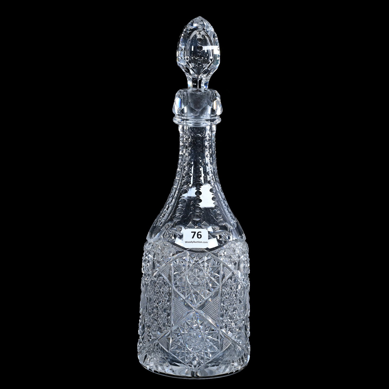 Decanter, American Brilliant Cut Glass, Hobstar, Crosscut Diamond, Cane, And Fan Motif (1 of 3)