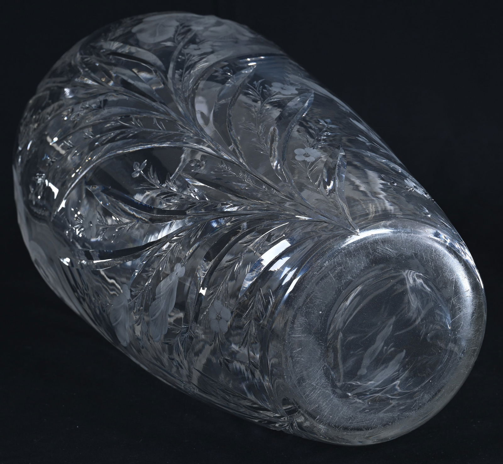 Vase, American Brilliant Cut Glass, Signed Hawkes, Engraved Iris Pattern - 3