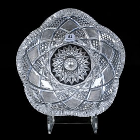 Bowl, Five-Sided, American Brilliant Cut Glass, Wheeler Pattern by Mt. Washington