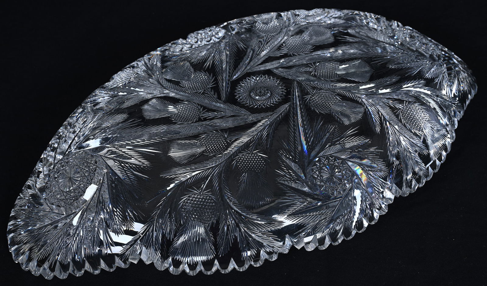 Ice Cream Tray, American Brilliant Cut Glass, Thistle Pattern Designed By W.C. Anderson - 2