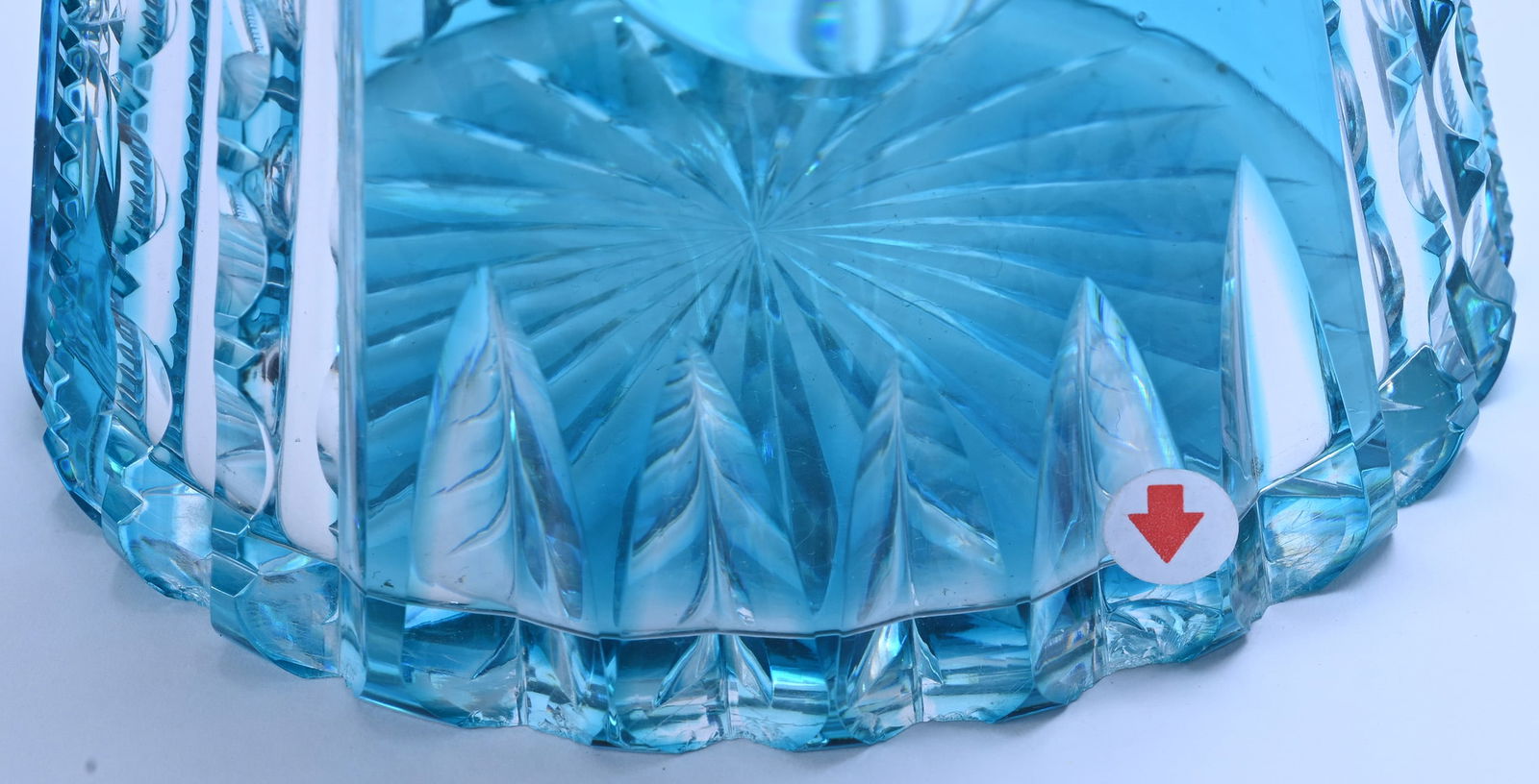 Tankard With Sterling Collar, ABCG, Turquoise Cut To Clear, Alternating Panels Of Hobstar And Prism - 6