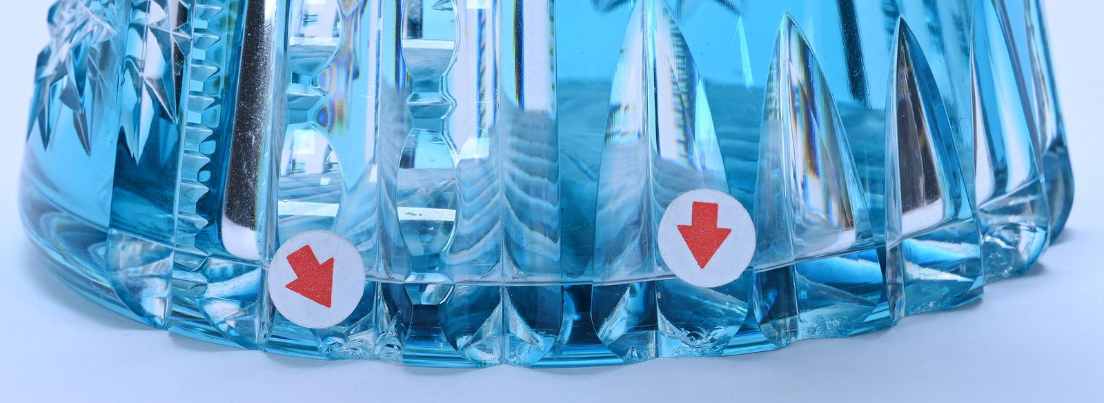 Tankard With Sterling Collar, ABCG, Turquoise Cut To Clear, Alternating Panels Of Hobstar And Prism - 7