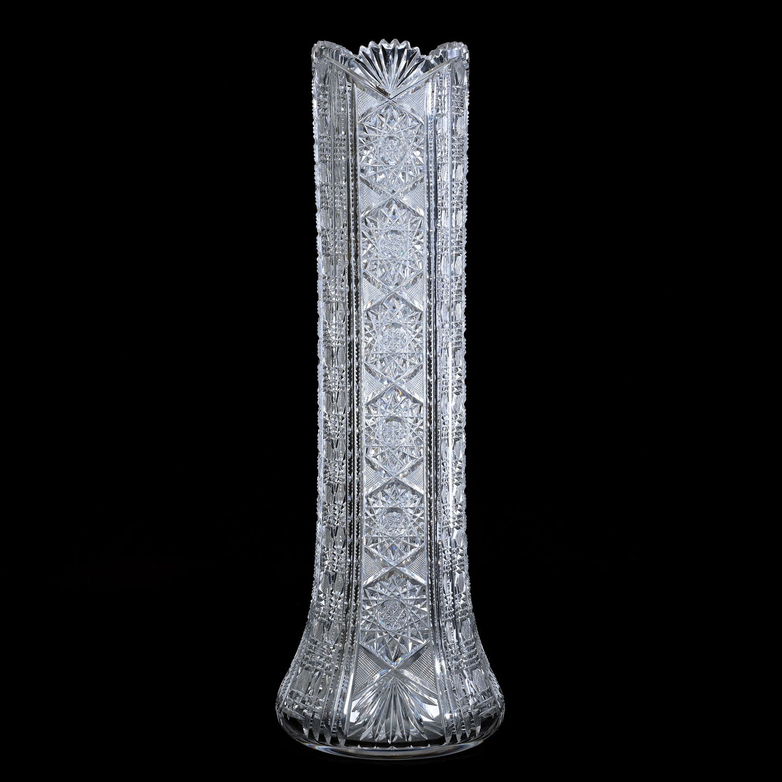 Vase, ABCG, Features Three Alternating Columns Of Hobstar, Crosscutting, Prism, Miter & Fan Motif (1 of 5)