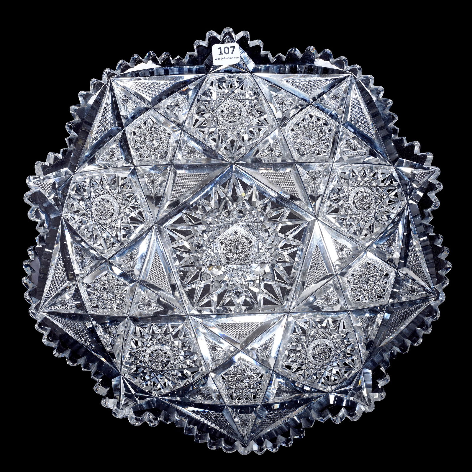 Round Tray, American Brilliant Cut Glass, Signed Libbey Colonna Pattern (1 of 3)