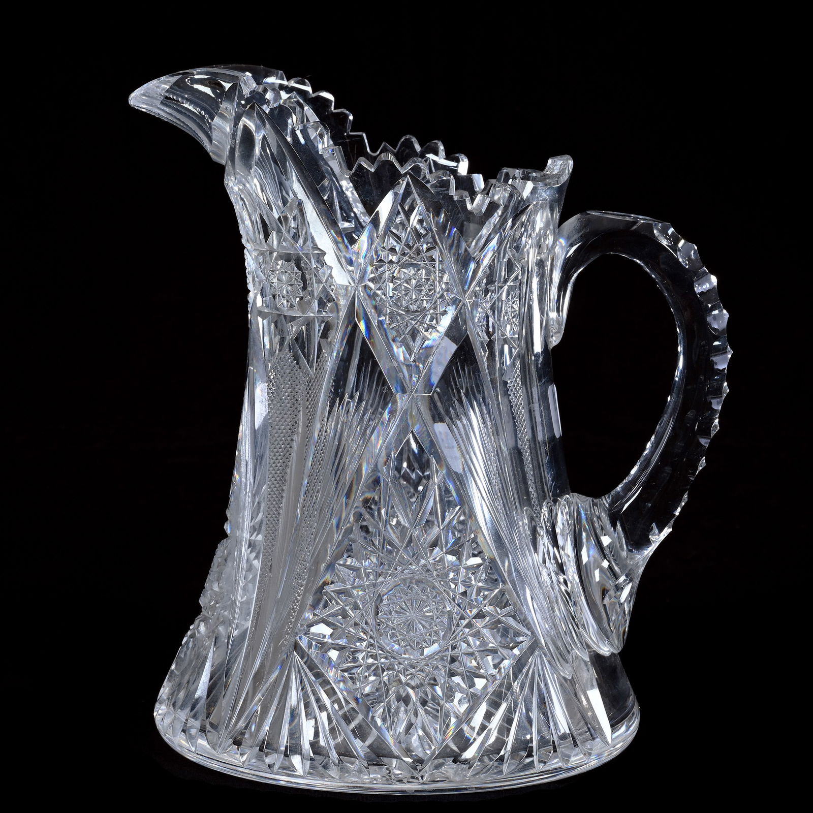Pitcher, American Brilliant Cut Glass, Signed Hawkes Holland Pattern (1 of 3)