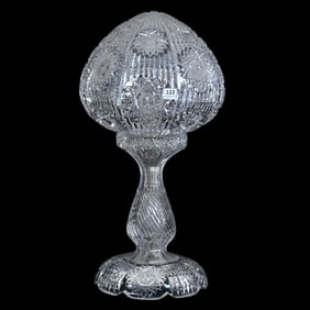 Table Lamp, Strawberry Dome, American Brilliant Cut Glass by Fry