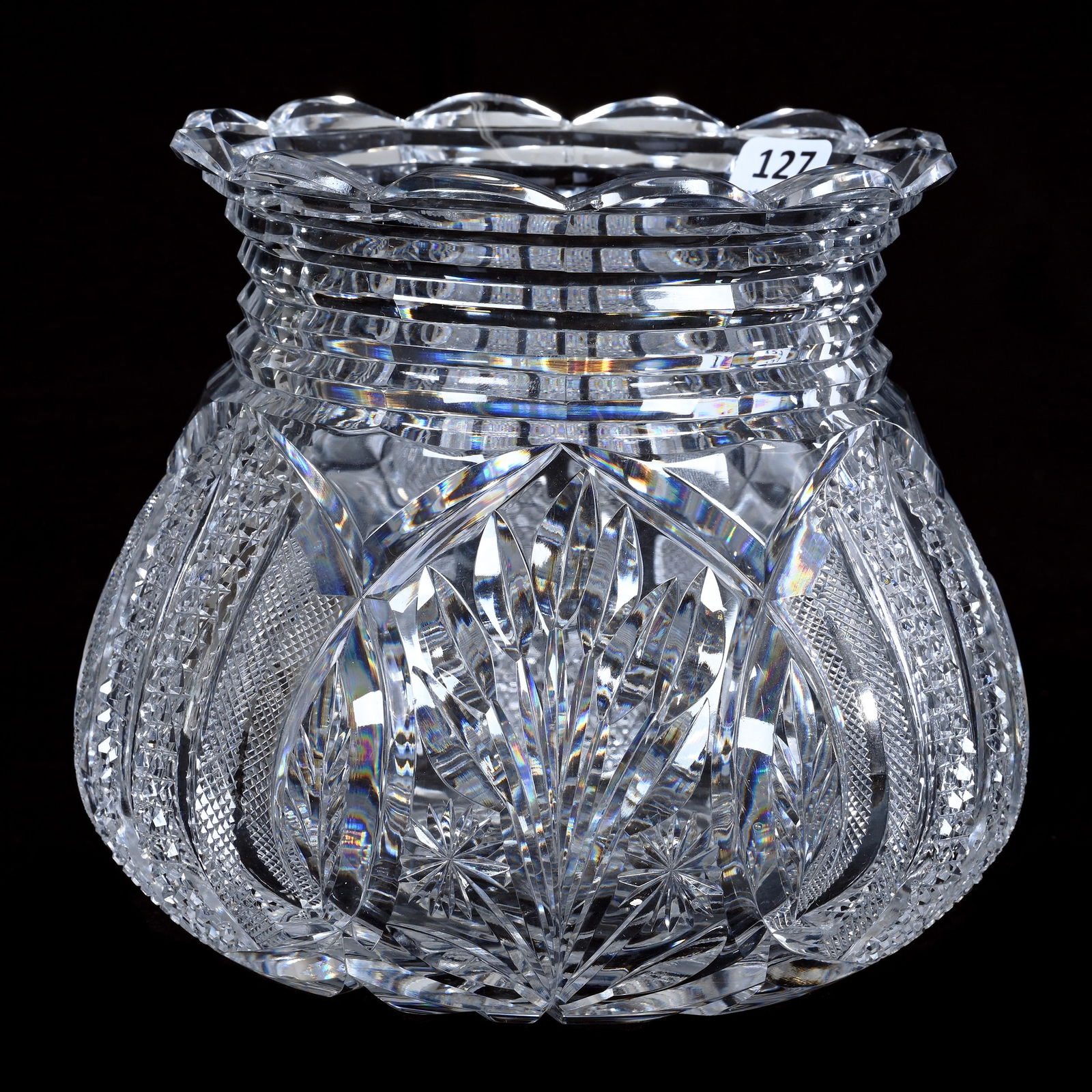 Vase, Bag Shape, ABCG, Vesica, Nailhead Diamond, Crosscutting, Fern & Floral Decor (1 of 4)