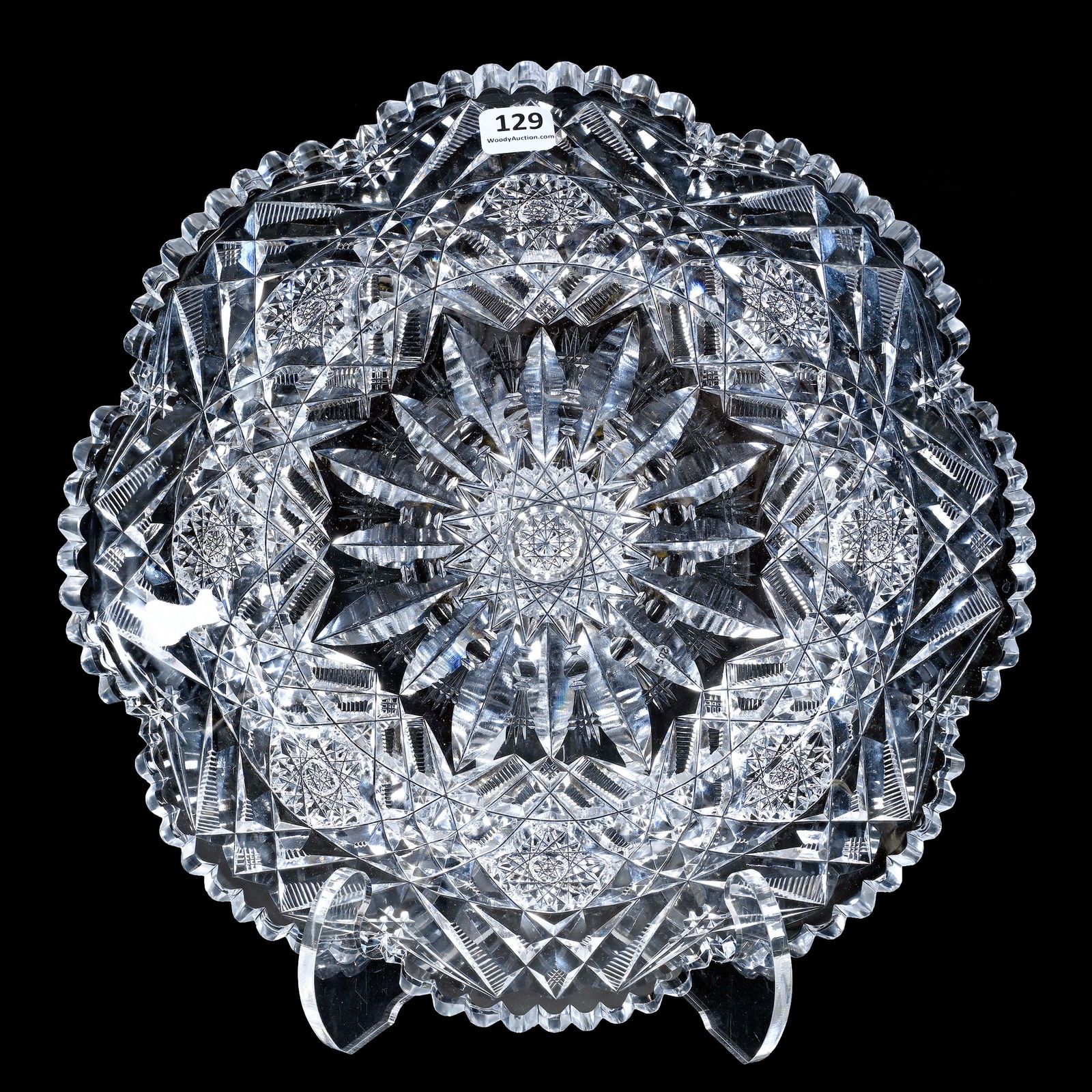 Round Tray, American Brilliant Cut Glass, Signed Libbey Regis Pattern (1 of 2)