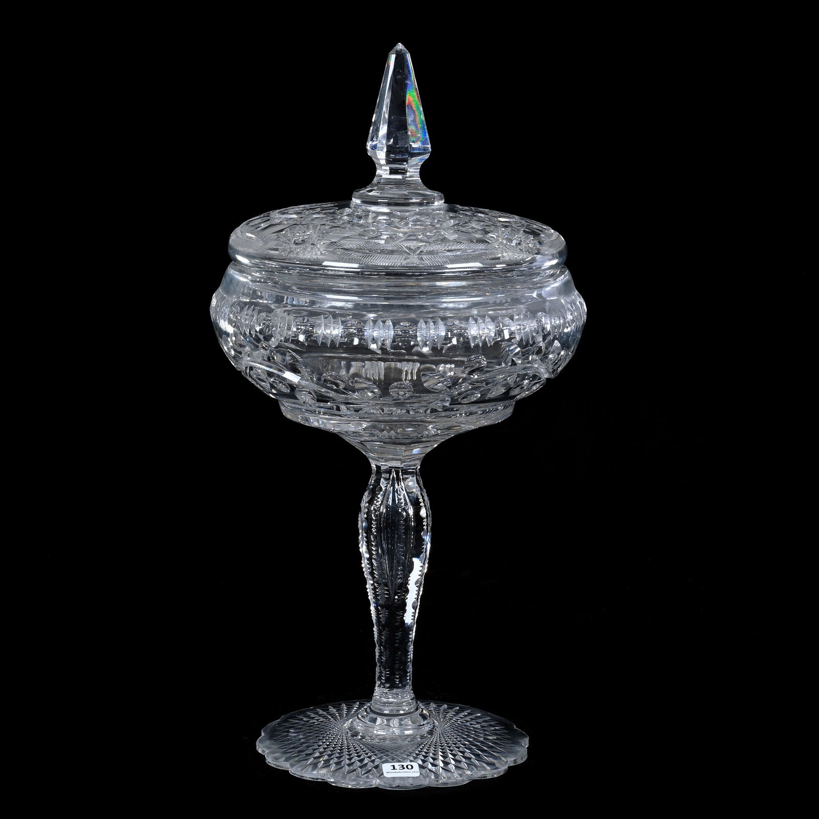 Covered Compote, ABCG, Berry, Branch And Floral Design With Hobstar, Miter & Punty Highlights (1 of 3)