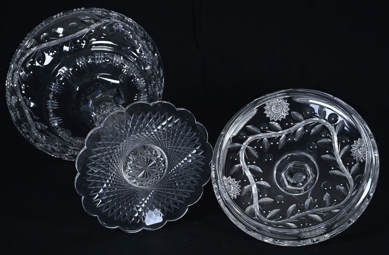 Covered Compote, ABCG, Berry, Branch And Floral Design With Hobstar, Miter & Punty Highlights - 3