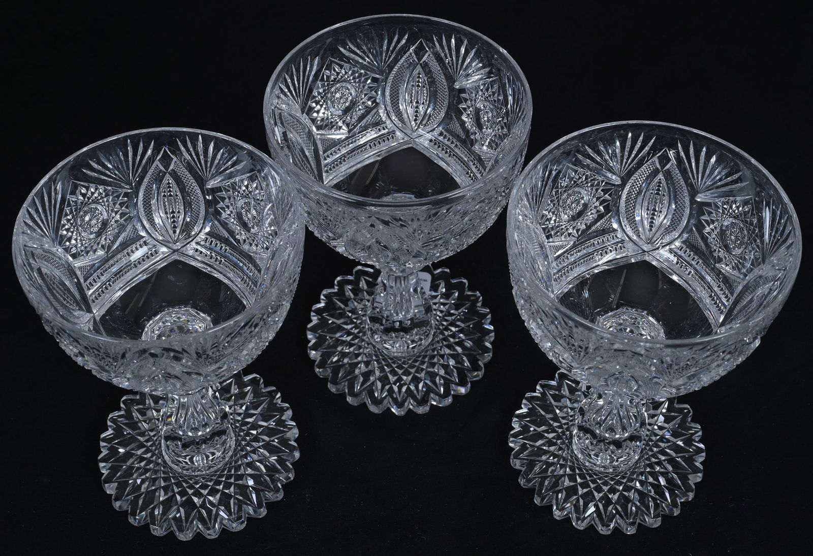 (3) Goblets, ABCG, Four Alternating Sections Of Hobstar, Vesica, Prism & Fan Motif - 2