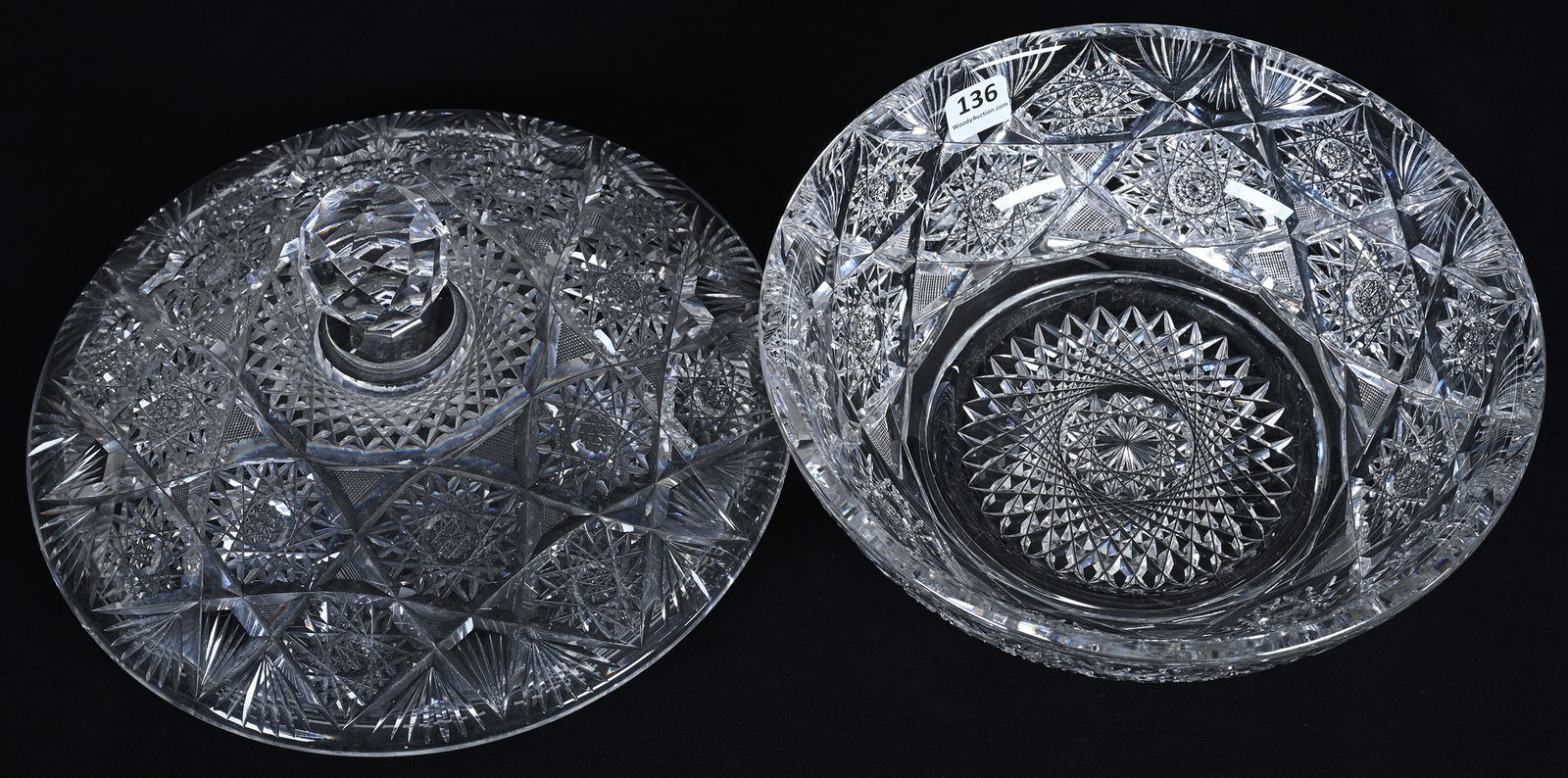 Covered Casserole, American Brilliant Cut Glass, Well Cut Hobstar, Crosscutting & Fan Motif - 2