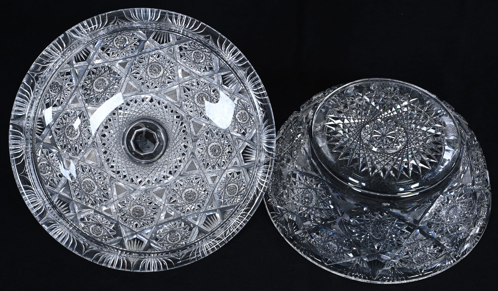 Covered Casserole, American Brilliant Cut Glass, Well Cut Hobstar, Crosscutting & Fan Motif - 3
