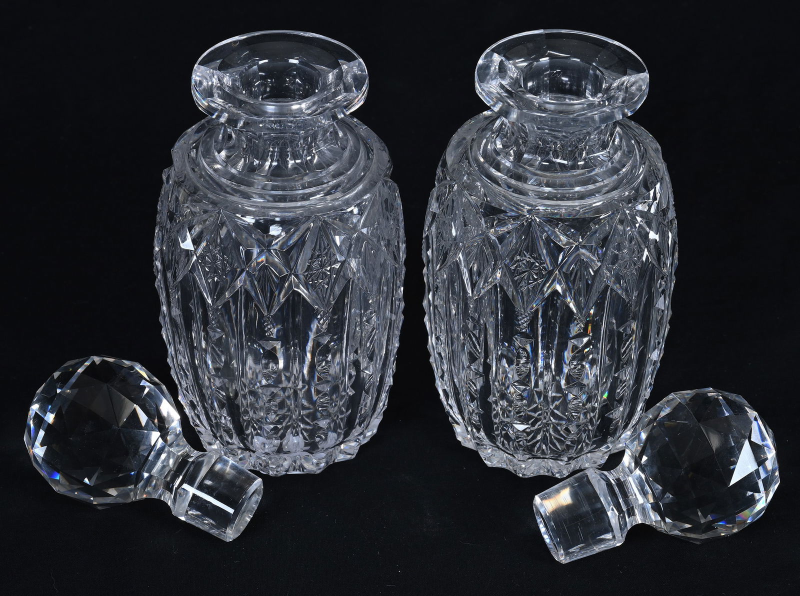 Pair Cologne Bottles, American Brilliant Cut Glass, Chester Pattern By Dorflinger - 2