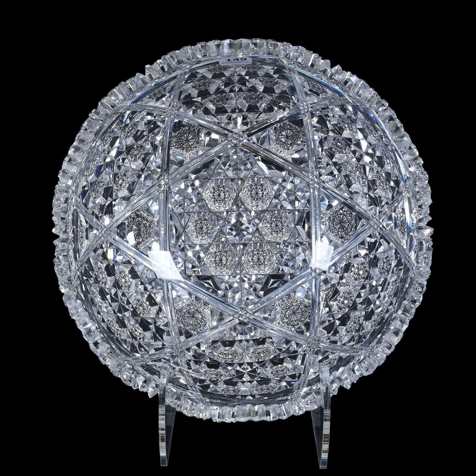 Bowl, American Brilliant Cut Glass, Signed Egginton Arabian II Pattern: Bowl, American Brilliant Cut Glass, Signed Egginton Arabian II Pattern, 4.5 x 10 x 10 Inches, Exceptional Example, Must See, 6 Pounds, Pennsylvania Private Collection.