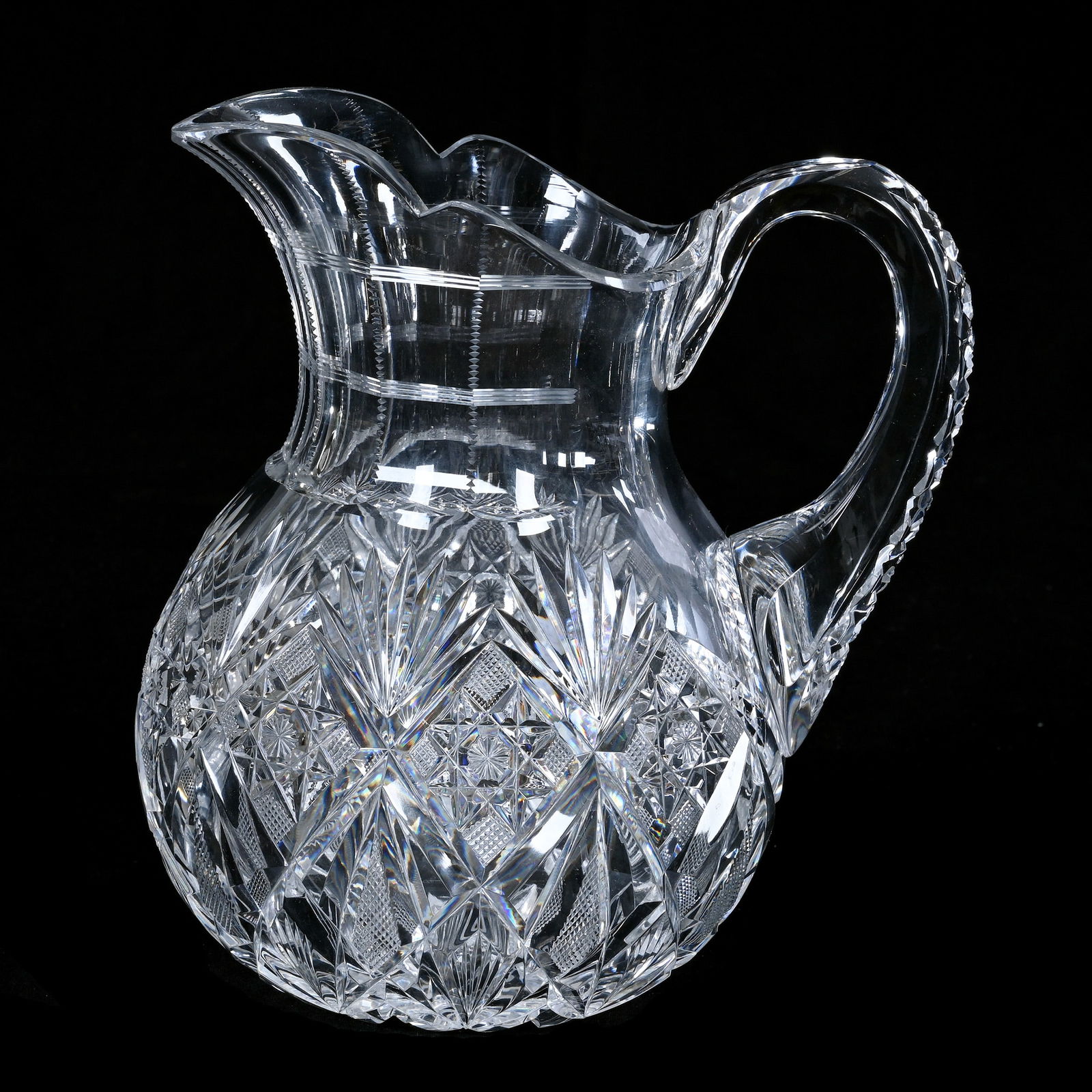 Pitcher, American Brilliant Cut Glass, Marlboro Pattern By Dorflinger (1 of 4)